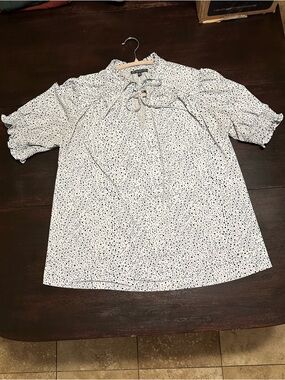 Polka Dot Print Tie-Neck Blouse